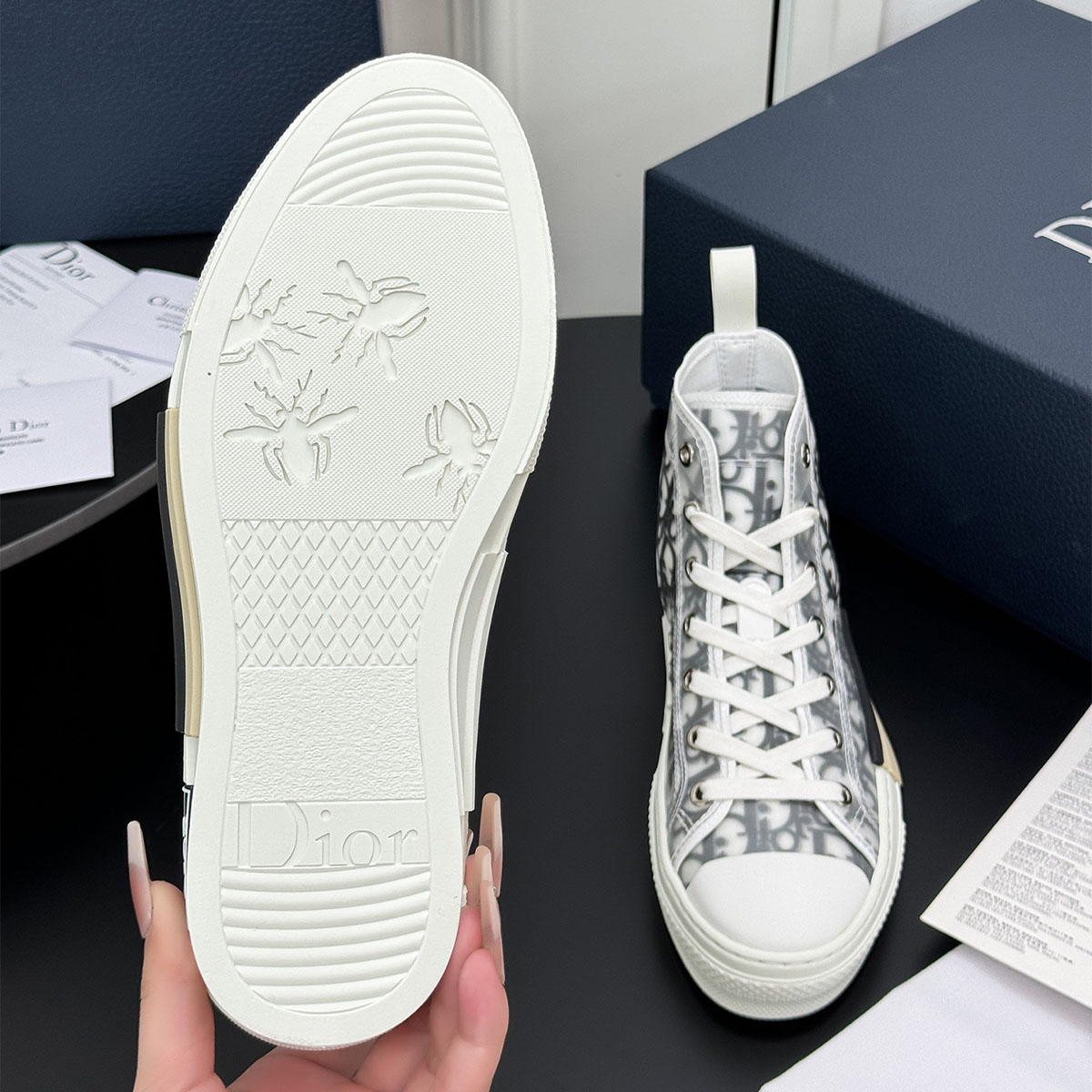 Dior B23 League haute (Toile Dior Oblique blanc et noir) – Image 5
