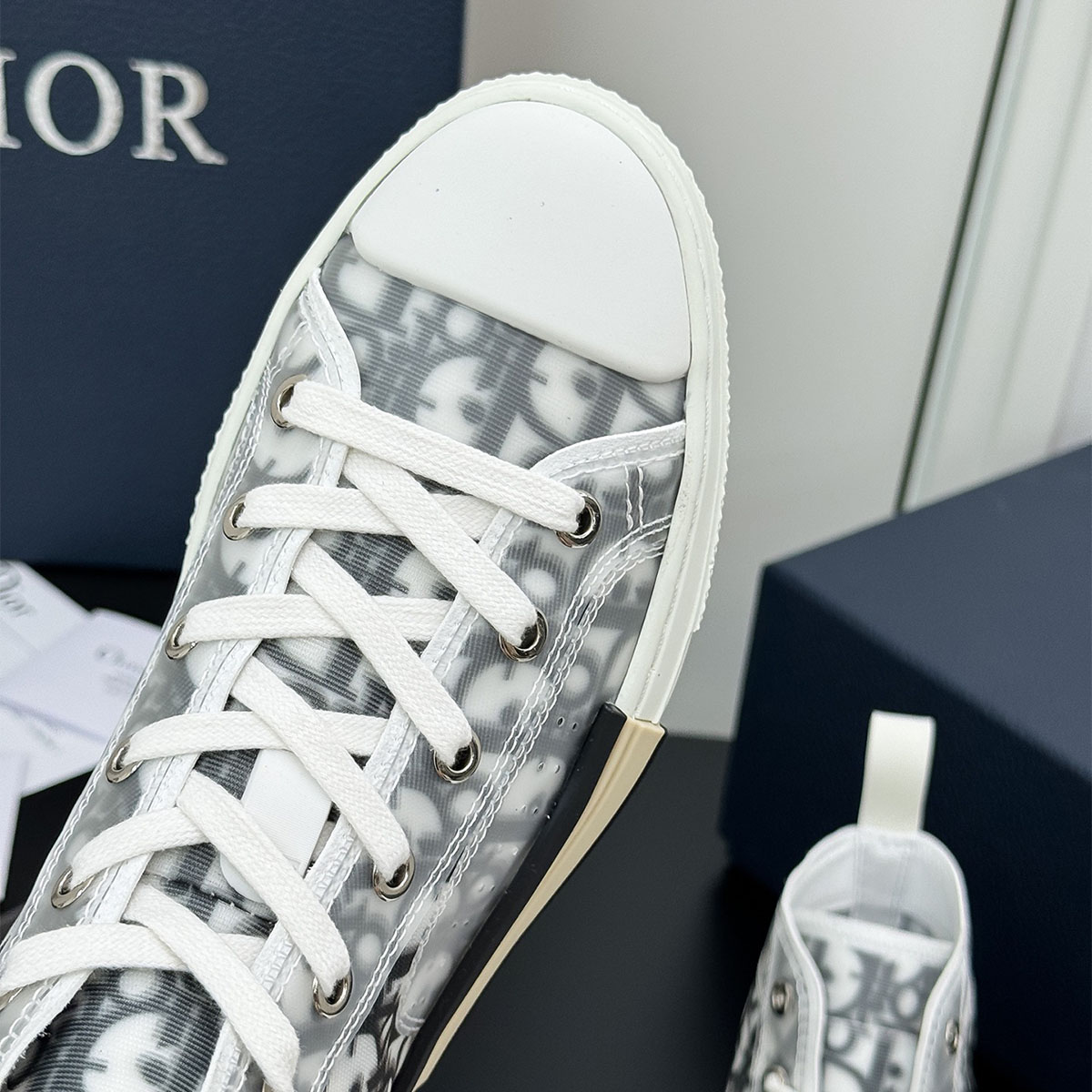 Dior B23 League haute (Toile Dior Oblique blanc et noir) – Image 3